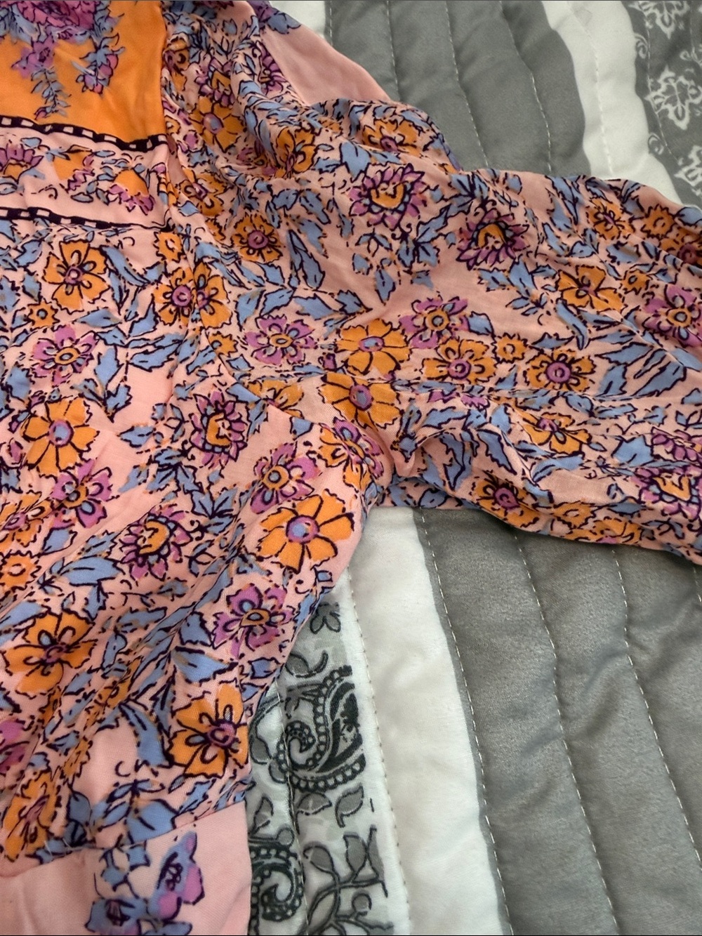Free People Mixin It Up Mini Dress in Peach Combo - NWT - Picture 10 of 11